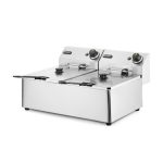 Friteuza electrica profesionala 2x6 litri 2x3300 W, termostat 0-190 gr C, corp inox, Hendi Kitchen Line, 550x430x(H)290 mm - Image 2