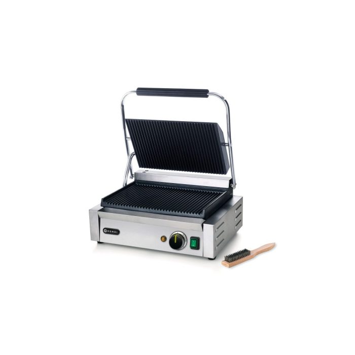 Contact grill Panini, profesional, Hendi, 2200W, partea superioara si cea inferioara striate, din fonta cu invelis ceramic, suprafata grill 340 x 230 mm - Image 2