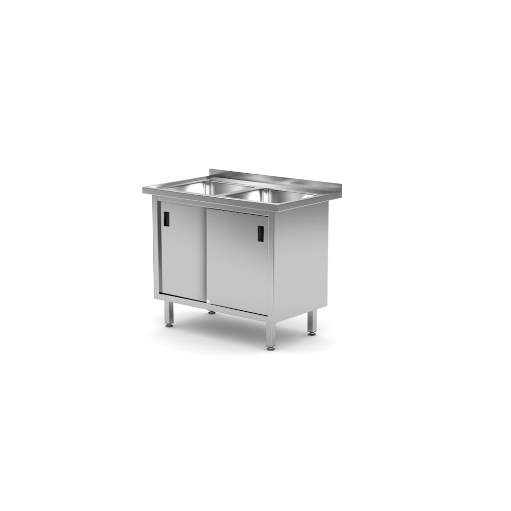 22465778_BIG.jpg Spalator cu doua cuve din otel ioxidabil cu dulap inchis, Hendi, Profi Line, 1000x600x(H)850mm - Image 1