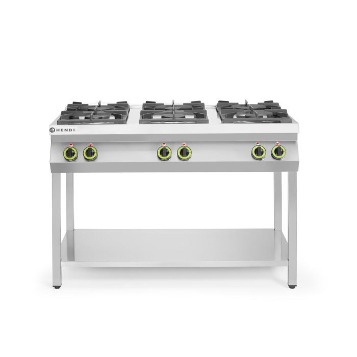 Aragaz profesional pe gaz Hendi Kitchen Line cu 6 arzatoare Inox 28.5 kW 1200x700x(H)900 mm - Image 2