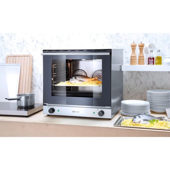 Cuptor convectie Hendi H90, 4 tavi 438x315 mm incluse, 2 elemente incalzire, 2 ventilatoare, termostat reglabil 50-300 gr C, timer 0-120 min, 2670 W,595x624x(H)572mm - Image 9