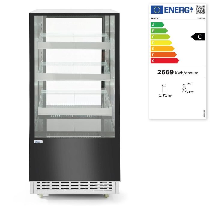 Vitrina frigorifica de prezentare interval temp. 2/6?C, 480 W corp inox, ARKTIC by Hendi, 650x805x(H)1445 mm, 300 Litri, Clasa energetica C - Image 10