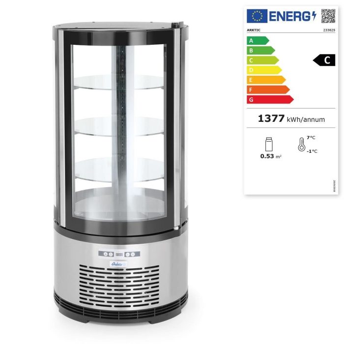 Vitrina frigorifica de prezentare interval temp. -2/8 C, 210 W, corp inox, ARKTIC by Hendi, 480x(H)1030 mm, 100 L, Clasa energetica C - Image 8