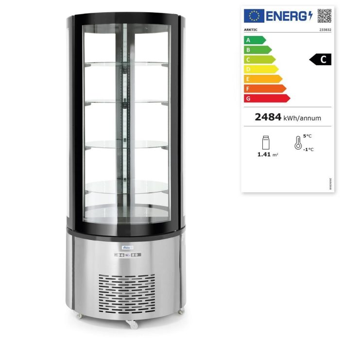 Vitrina frigorifica de prezentare interval temp. 2?/6?C, 460 W 360 l corp inox, ARKTIC by Hendi, 680x(H)1750, Clasa energetica C - Image 9