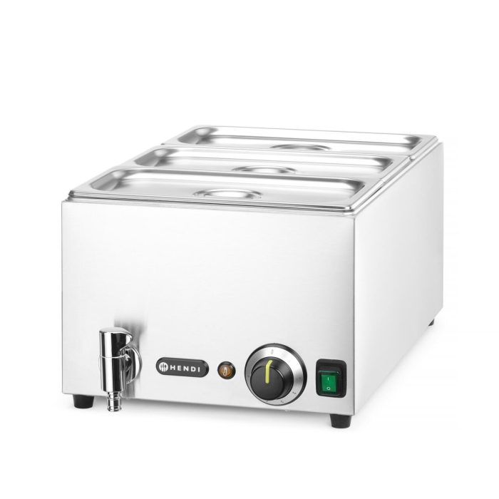 Set: Bain-marie HENDI Ranger cu robinet de scurgere + 3x GN 1/3 cu capac, HENDI, GN 1/1, 230V/1000W, 604x332x(H)242mm - Image 4
