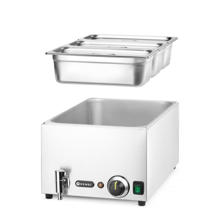 Set: Bain-marie HENDI Ranger cu robinet de scurgere + 3x GN 1/3 cu capac, HENDI, GN 1/1, 230V/1000W, 604x332x(H)242mm - Image 3