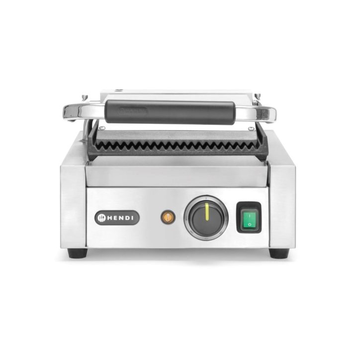 Contact grill, suprafete striate din fonta cu invelis ceramic, 1800 W, corp inox, Hendi, potrvit si pentru uz profesional - Image 5