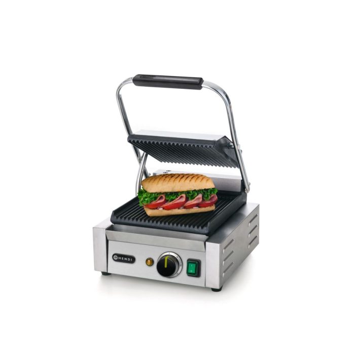 Contact grill, suprafete striate din fonta cu invelis ceramic, 1800 W, corp inox, Hendi, potrvit si pentru uz profesional - Image 6