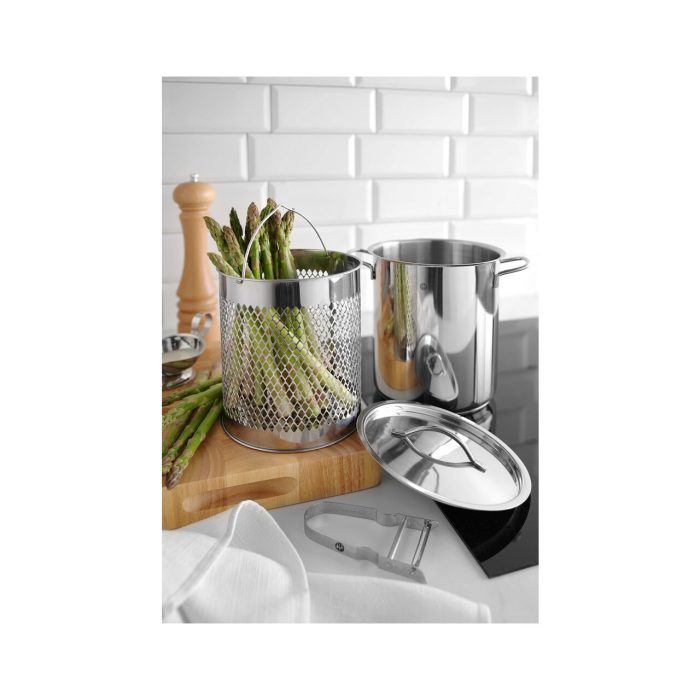 Set oala capac si cos pentru gatire la abur, otel inoxidabil 18/0 Hendi, ø160x(H)280 mm - Image 3