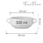 Bol supa cu manere laterale Bianco 300 ml, Fine Dine - Image 2
