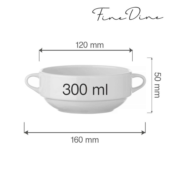 Bol supa cu manere laterale Bianco 300 ml, Fine Dine - Image 2