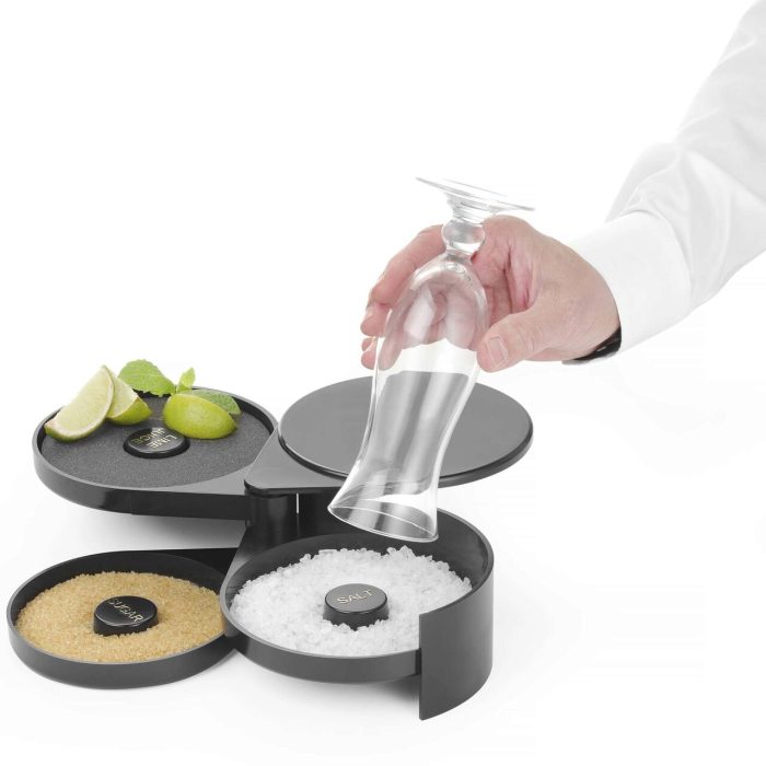 Set decorare margine pahare cocktail cu 3 zone pt zahar, sare si lime - - 200x160x(H)75 mm - plastic ABS - Hendi - Image 9