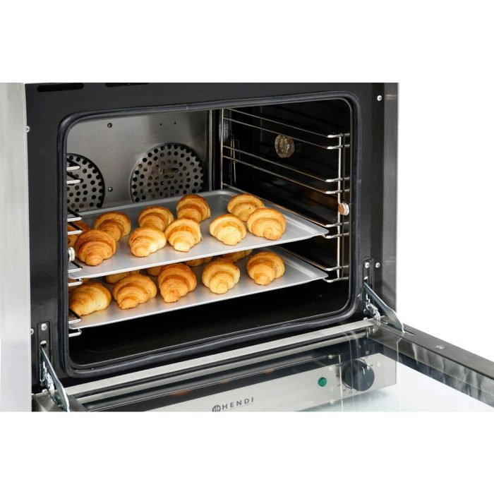 Cuptor convectie Hendi H90, 4 tavi 438x315 mm incluse, 2 elemente incalzire, 2 ventilatoare, termostat reglabil 50-300 gr C, timer 0-120 min, 2670 W,595x624x(H)572mm - Image 6