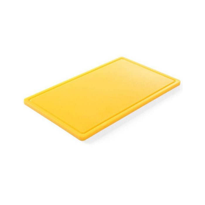 Tocator galben GN1/1 - 530x325x(H)15 mm, cu sant scurgere, polietilena HDPE 500, Hendi, 2 fete pentru taiat - Image 4