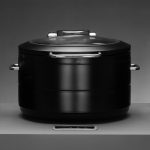 Incalzitor cu inductie rotund cu capac din sticla De Luxe Black, 9l Fine Dine