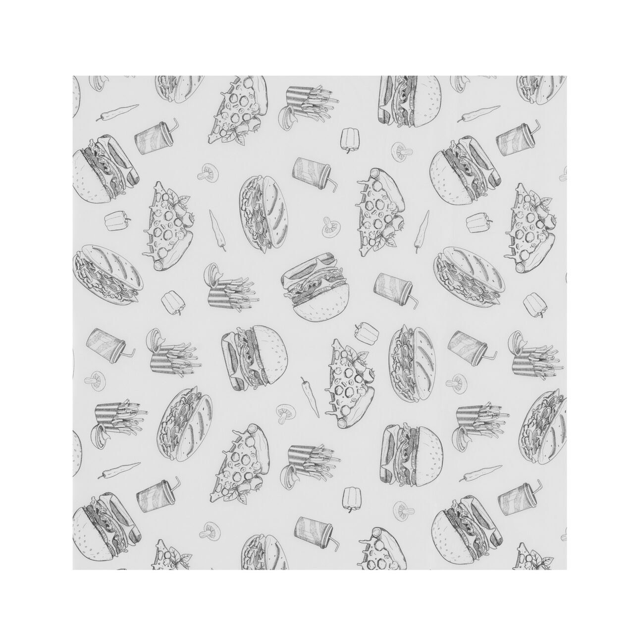 428344133_BIG.jpg Hartie rezistenta la grasimi , HENDI, Fast Food Illustration Pattern, 500 pcs., 305x305mm - Image 1