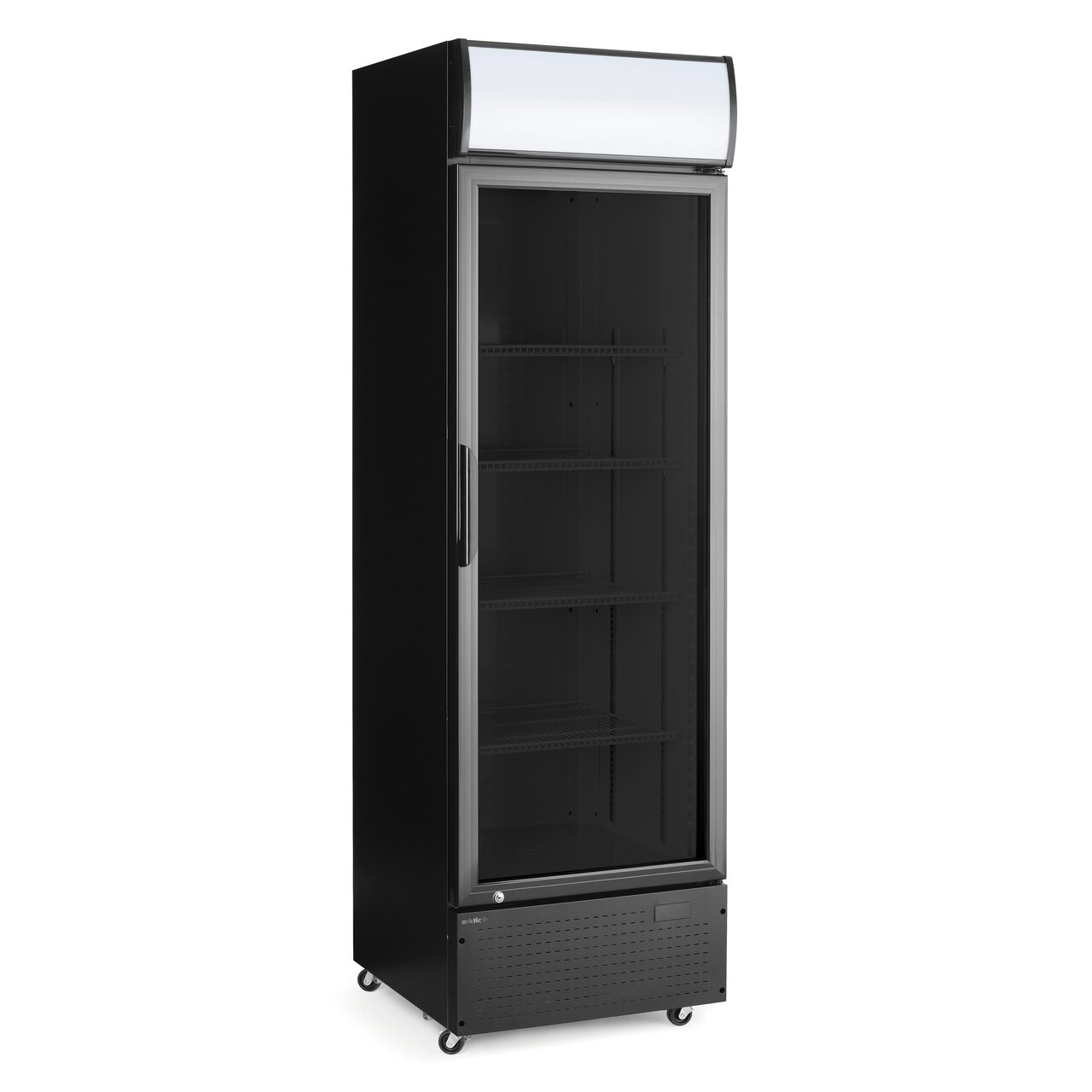428347754_BIG.jpg Vitrina de bar neagra cu panou iluminat din spate, cu o singură ușă, Arktic, 254L, Negru, 220-240V/250W, 578x605x(H)1980mm - Image 1