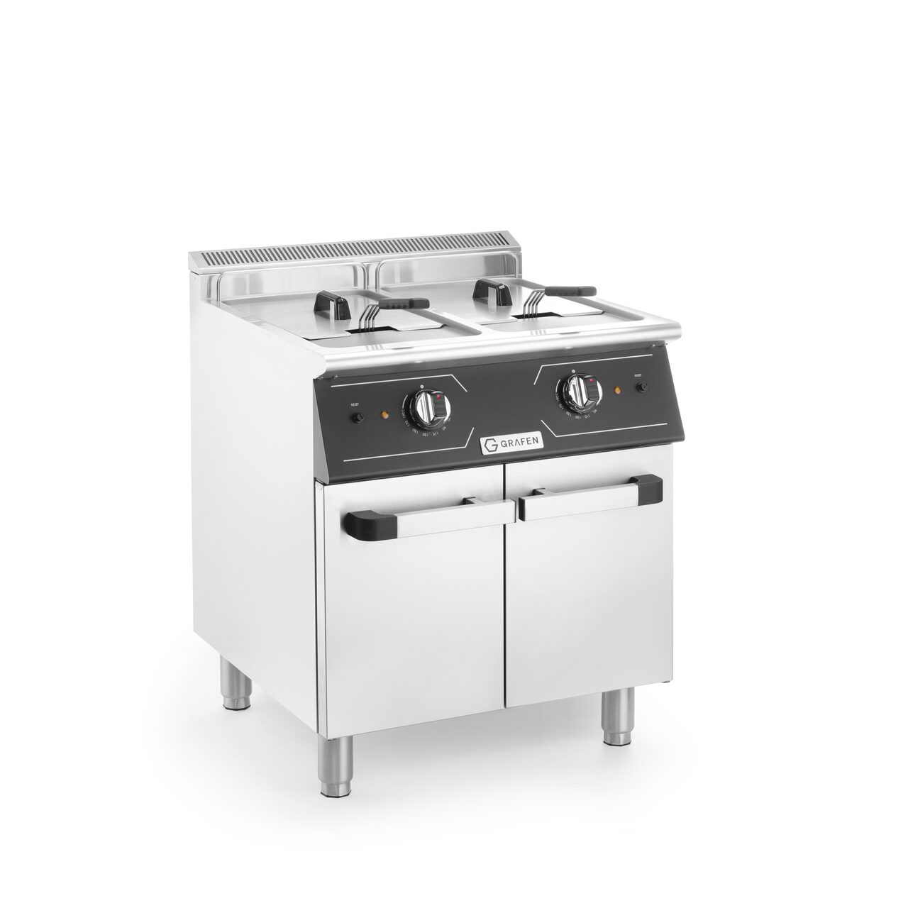 428389060_BIG.jpg Friteuza electrica dubla cu spatiu de depozitare,2x24L,24kw, 400V, 700x700x(H)850+90 mm - Image 1
