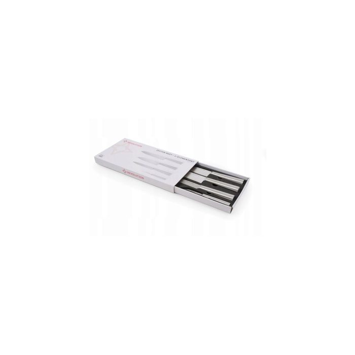 Set 4 cutite profesionale din inox, Hendi, cutite inluse: bucatarului 37 cm si 33 cm, sunca 33 cm, decojire 19 cm - Image 3