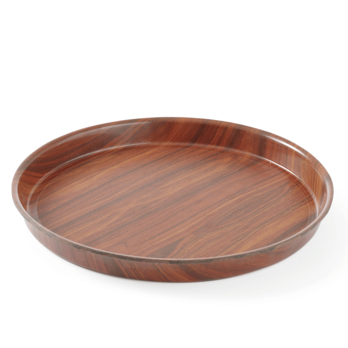 Tava Hendi pentru servire imitatie lemn rotunda, cu margine inalta 320 mm - Image 6
