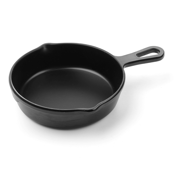 Bol servire, forma mini-tigaie cu maner,, 162x121x(H)30 mm, melamina neagra, Hendi Little Chef - Image 6