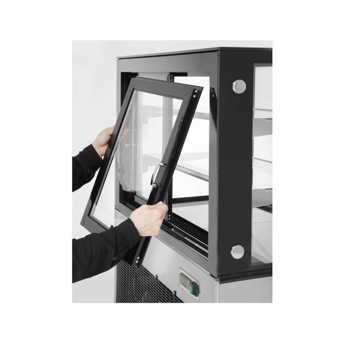 Vitrina frigorifica de prezentare interval temp. 2/6?C, corp inox, 300 litri, 480 W ARKTIC by Hendi, 915x675x(H)1210 mm, Clasa energetica C - Image 3