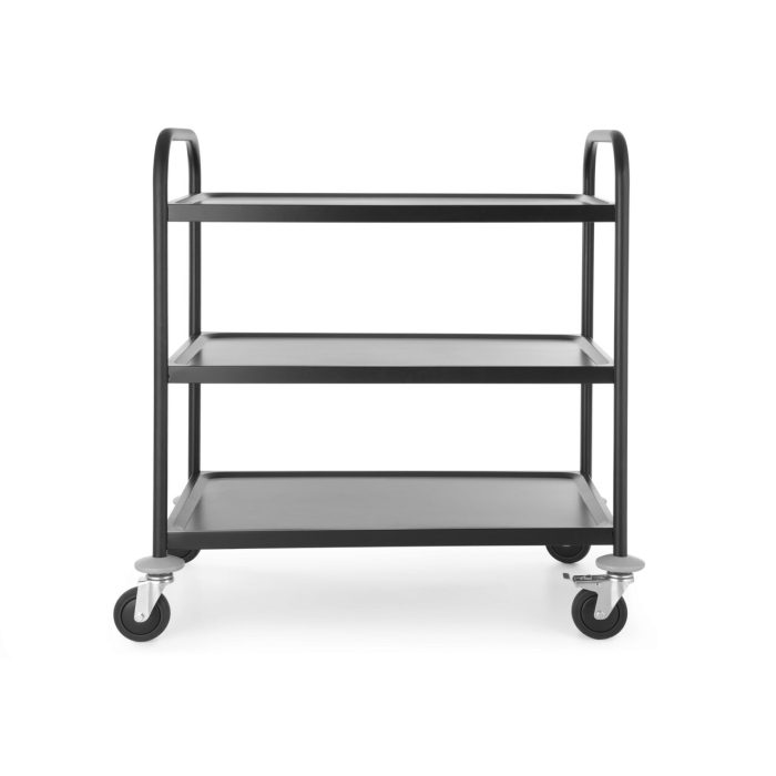 Carucior servire negru Hendi, metalic, cu 3 rafturi - Image 3