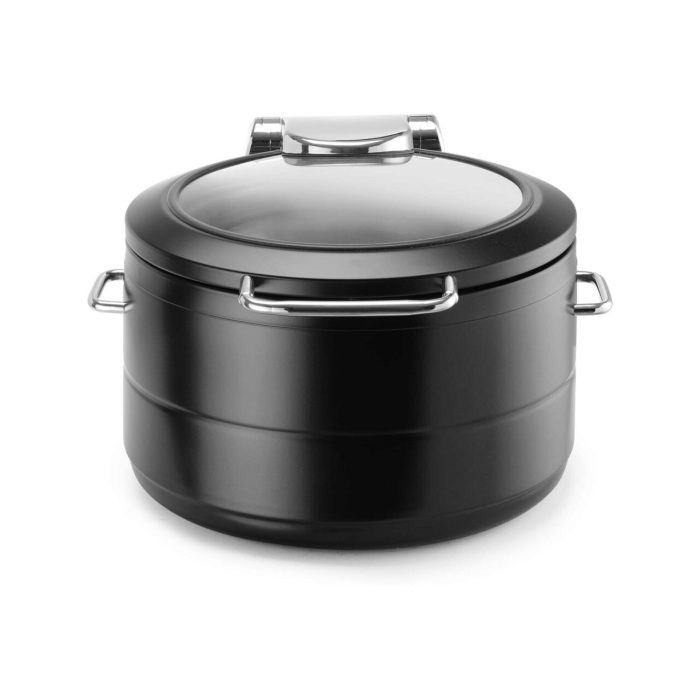 Incalzitor cu inductie rotund cu capac din sticla De Luxe Black, 9l Fine Dine - Image 6