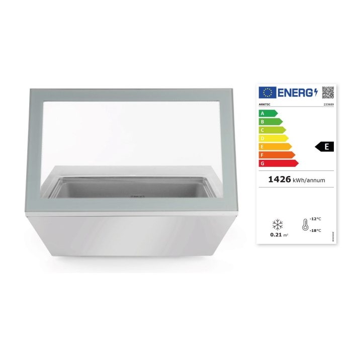 Vitrina de prezentare pentru inghetata, 77 lt, -18/-25 gr C, corp inox, ARKTIC by Hendi, 867x735x(H)373mm, Clasa energetica E - Image 5