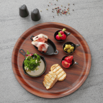 Tava Hendi pentru servire imitatie lemn rotunda, cu margine inalta 320 mm - Image 5