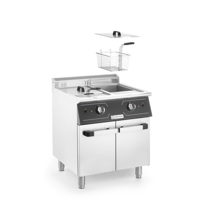Friteuza electrica dubla cu spatiu de depozitare,2x24L,24kw, 400V, 700x700x(H)850+90 mm - Image 2