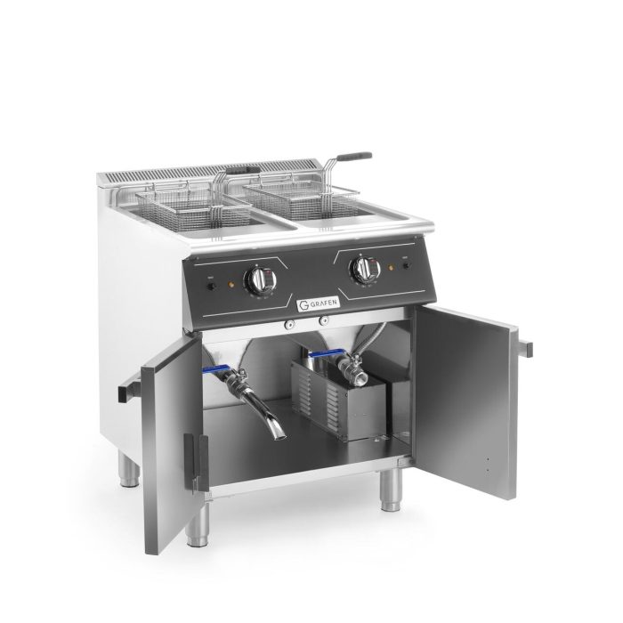 Friteuza electrica dubla cu spatiu de depozitare,2x24L,24kw, 400V, 700x700x(H)850+90 mm - Image 4
