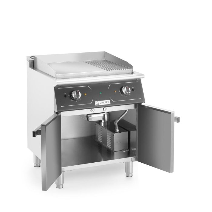 Grill electric mixt cu spatiu de depozitare, 1/3 striat, 2/3 neted, 9kw, 400V, 700x700x(H)850+90 mm - Image 3