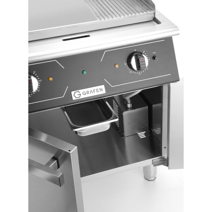 Grill electric mixt cu spatiu de depozitare, 1/3 striat, 2/3 neted, 9kw, 400V, 700x700x(H)850+90 mm - Image 4