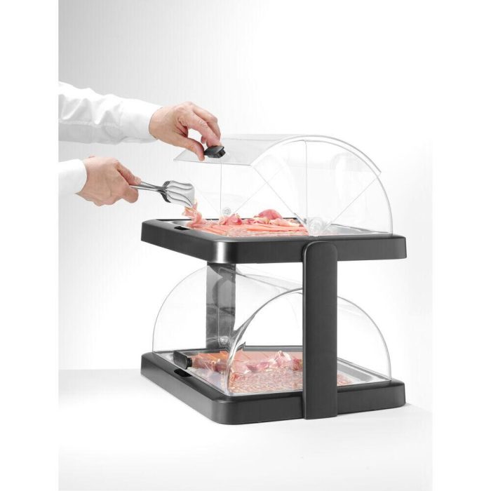 Set 2 tavi servire suprapuse pe 2 nivele cu 4 elementi racire si capace rolltop, Hendi, 44x32x(H)44 mm. - Image 2