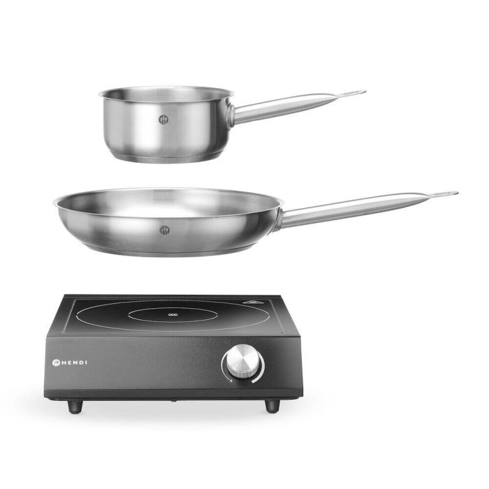 Set: Plita cu inductie 3500W + cratita + tigaie, HENDI, Negru, 220-240V/3500W, 320x395x(H)95mm - Image 2