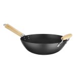 Wok cu maner din lemn Ø 32 cm (H) 100mm otel carbon - Image 3