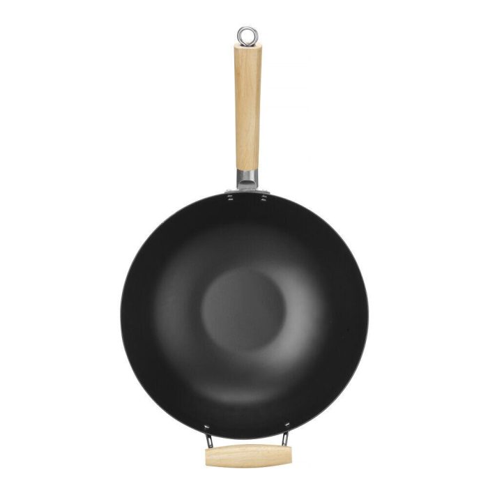 Wok cu maner din lemn Ø 32 cm (H) 100mm otel carbon - Image 4