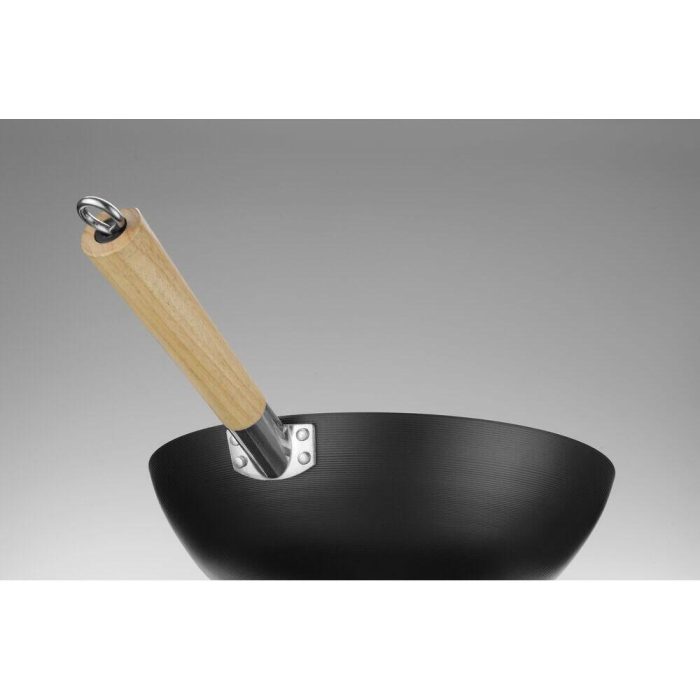 Wok cu maner din lemn Ø 32 cm (H) 100mm otel carbon - Image 5