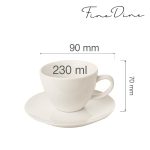 Ceașcă elegantă cu farfurioară pentru ceai și cafea Fine DIne, Crema 230 ml - Image 2