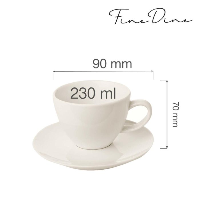 Ceașcă elegantă cu farfurioară pentru ceai și cafea Fine DIne, Crema 230 ml - Image 2