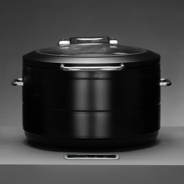 Incalzitor cu inductie rotund cu capac din sticla De Luxe Black, 9l Fine Dine - Image 5