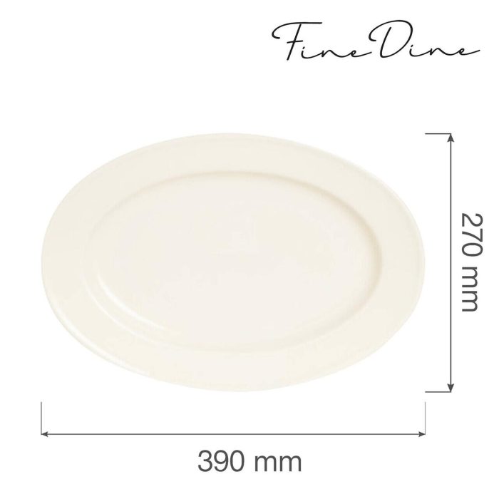 Farfurie ovală Fine DIne, Crema 390x270 mm - Image 4