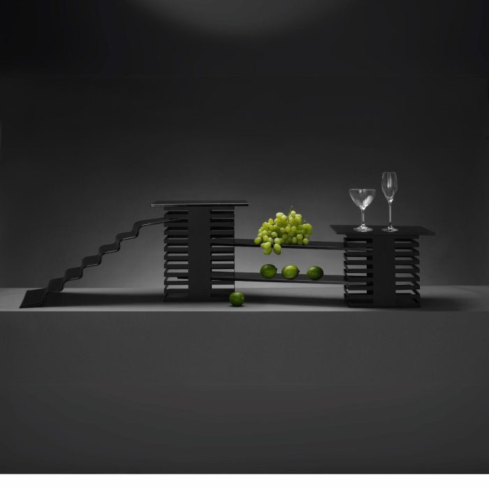 Scara tip bufet din sticla neagra Vetro, in patru trepte, Fine Dine 400x350x(H)125mm - Image 3