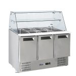 Masa rece cu 3 usi pentru salata cu suprastructura din sticla, 1365x695x(H)825 mm - Image 2